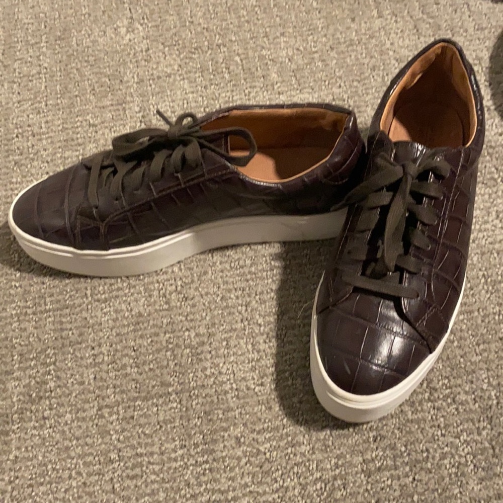 Brown leather sneakers